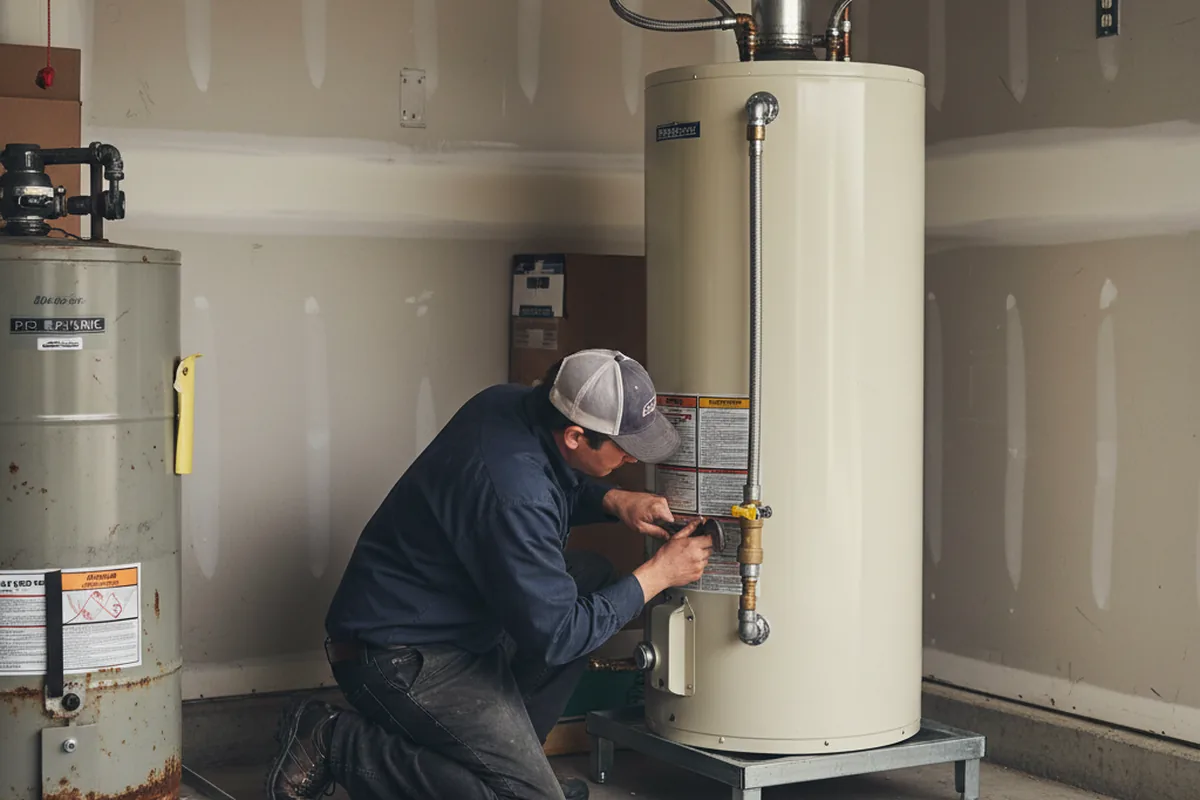 Water heater and shutoff valve replacement in Cantil