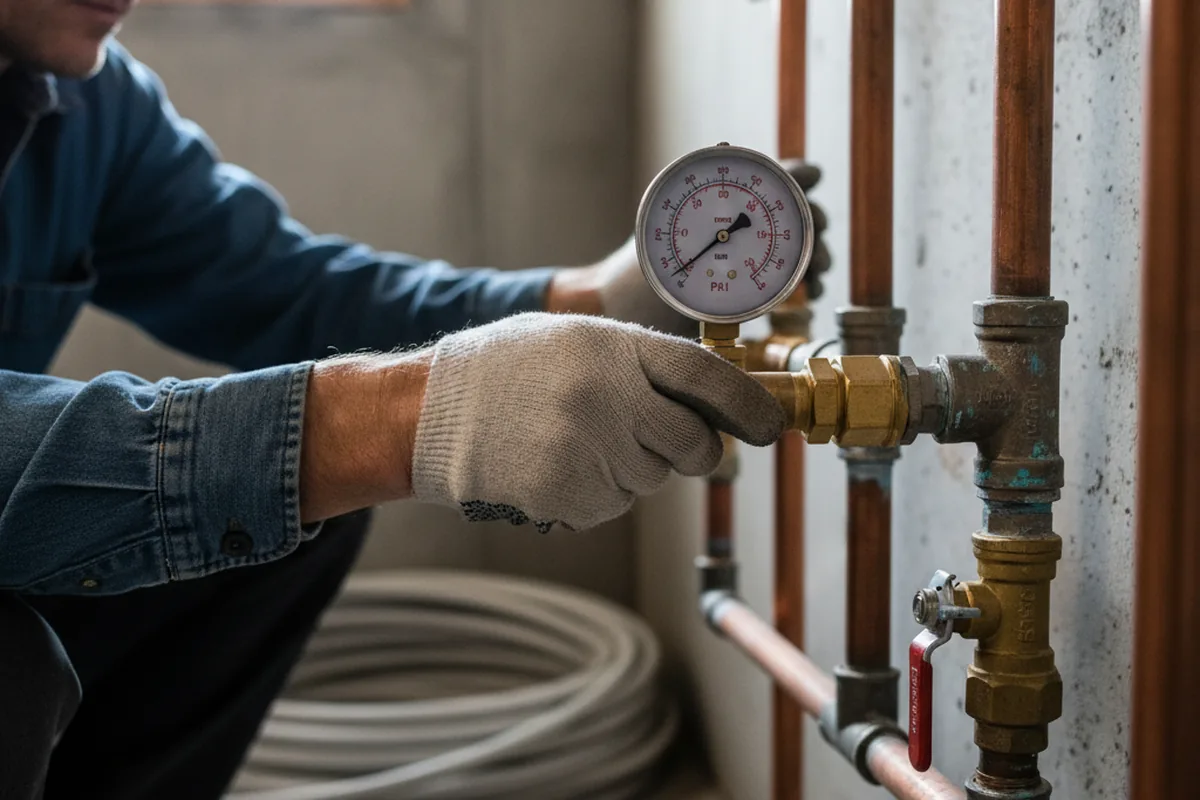 Pressure testing a repaired line during Water Line Repair in Cantil